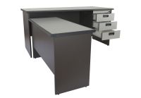Grigio 180 Plain L Office Desk with Fixed Drawers