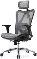 Mahmayi Sihoo M57 Ergonomic Adjustable Office Chair With 3D Arm Rests And Lumbar Support - High Back With Breathable Mesh - Mesh Seat Cushion - Grey