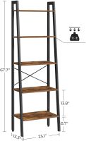 Mahmayi LLS45X Ladder Shelf, Metal Storage Shelves - Rustic Brown