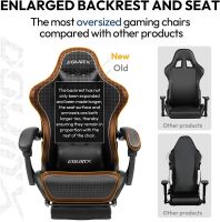 Dowinx Gaming Chair Ergonomic Office Recliner for Computer with Massage Lumbar Support, Racing Style Armchair PU Leather E-Sports Gamer Chairs with Retractable Footrest (Black&Gray)