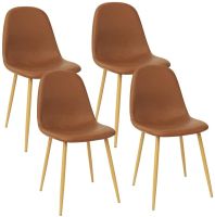 Mahmayi HYDC001 Washable PU Cushion Seat Back Brown Dining Chair - Pack of 4