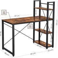 Mahmayi 120x60 Computer Desk with Rack for Home and Office Workstation with Easy Installation - Brown and Black