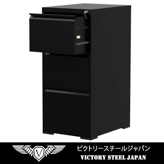 Victory Steel Japan OEM 3 Drawer Steel Filing Cabinet Black
