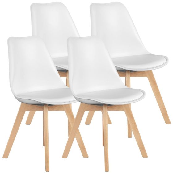 Ultimate Eames Style Retro White Cushion Chair - Pack of 4