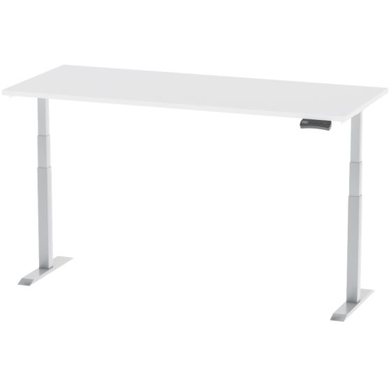 Mahmayi Flexispot Standing Desk Dual Motor 3 Stages Electric Stand Up Desk 140cmx75cm Height Adjustable Desk Home Office Desk White Frame + White Desktop