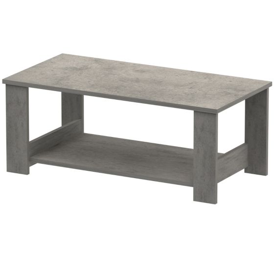 Mahmayi Modern Coffee Table with Two Tier Storage Shelf Light Grey Chicago Concrete Ideal for Living Room, Study Room and Office