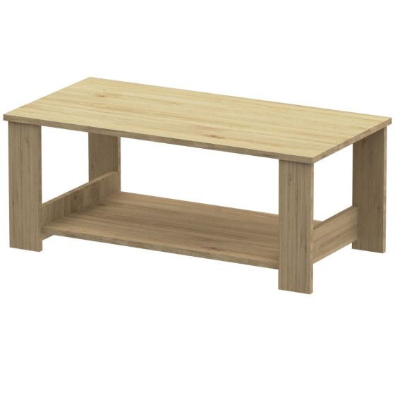 Mahmayi Modern Coffee Table with Two Tier Storage Shelf Natural Davos Oak Ideal for Living Room, Study Room and Office