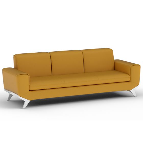 Mahmayi GLW SF165-3 PU Leatherette Three Seater Sofa Yellow Modern Sofa Ideal for Home and Office