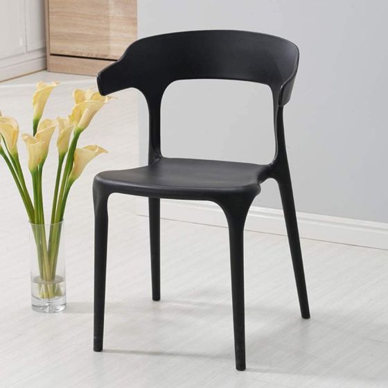Mahmayi HYPP-04 PP Stackable Horn Dining Chair for Kitchen, Home - Black