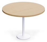 Rodo 500E Oak Round Table with white round base - 120cm