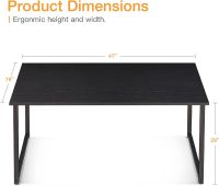 Mahmayi Modern ZCD-12A Black Computer Desk with Adjustable Leg Pads, Sturdy Anti-Rust Steel Frames for Home, Office, Living Room, Workstation 120x60 cm
