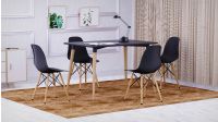 Cenare 5-Piece Dining Set for Kitchen, 120 X 80 Dining Table With 4 X DSW Plastic Dining Chair - Black