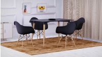 Cenare 5-Piece Dining Set for Kitchen, 120 X 80 Dining Table With 4 X DAW Arm Dining Chair - Black
