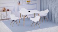 Cenare 5-Piece Dining Set for Kitchen, 120 X 80 Dining Table With 4 X DAW Arm Dining Chair - White