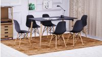 Cenare 7-Piece Dining Set for Kitchen, 140 X 80 Dining Table With 6 X DSW Plastic Dining Chair - Black