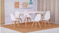 Cenare 7-Piece Dining Set for Kitchen, 140 X 80 Dining Table With 6 X PU Dining Chair - White