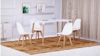 Cenare 5-Piece Dining Set for Kitchen, 120 X 80 Dining Table With 4 X PU Dining Chair - White