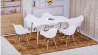 Cenare 7-Piece Dining Set for Kitchen, 140 X 80 Dining Table With 6 X DAW Arm Dining Chair - White