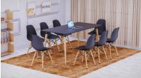 Cenare 9-Piece Dining Set for Kitchen, 160 X 80 Dining Table With 8 X DSW Plastic Dining Chair - Black