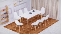 Cenare 9-Piece Dining Set for Kitchen, 160 X 80 Dining Table With 8 X DSW Plastic Dining Chair - White