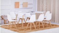 Cenare 9-Piece Dining Set for Kitchen, 160 X 80 Dining Table With 8 X PU Dining Chair - White