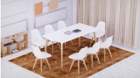Cenare 9-Piece Dining Set for Kitchen, 160 X 80 Dining Table With 8 X PU Dining Chair - White