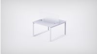Mahmayi 2 Seater Loop Shared Structure in White color with Polycarbonate Divider, without Drawer & without Mesh Chair  - W180cm x D60cm Each Worktop Size
