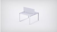 Mahmayi 2 Seater Loop Shared Structure in White color with Wood Divider, without Drawer & without Mesh Chair  - W120cm X D60cm Each Worktop Size