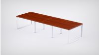 Mahmayi 6 Seater Loop Shared Structure in Apple Cherry color with No Divider, without Drawer & without Mesh Chair  - W180cm x D60cm Each Worktop Size