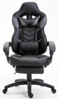 Ultimate Grey Racing Style Gaming Chair with Footrest & PU Leatherette