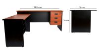 Silini 180 Plain L Office Desk with Fixed Drawers