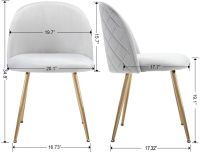 Mahmayi HYDC020 Velvet Grey Dining Chair for Living Room (Pack of 4)