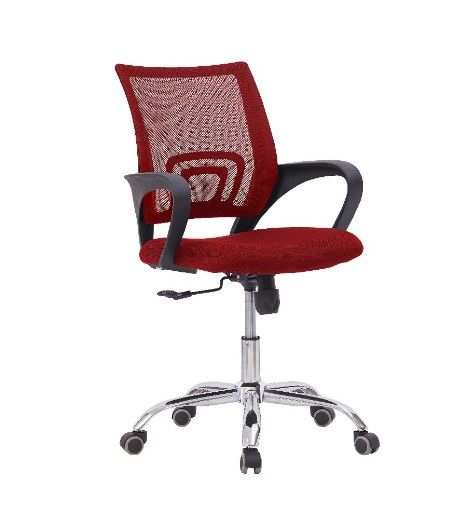 Mahmayi Sleekline 69001 Lowback Chair Red Mesh For Multi-Pupose Places like Homes, Offices, Conference Rooms.