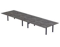 Mahmayi Dec 72 BLK Modern Wooden Dining Table U-Leg, 10-Seater for Kitchen, Dining Room, Living Room-360cm, Anthracite Metal Rocks