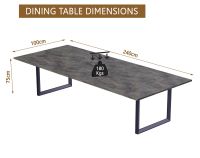 Mahmayi Dec 136 BLK Modern Wooden Dining Table Loop Leg, 8-Seater for Kitchen, Dining Room, Living Room-240cm, Anthracite Metal Rocks