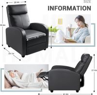 Ultimate Modern Single Recliner Sofa Padded Seat Black with Leatherite PU