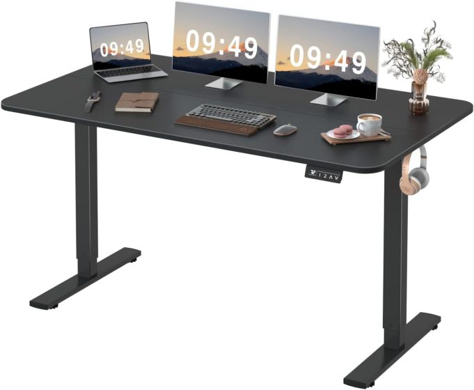 Mahmayi Simplistic ZCD-28B Black Standing Desk with Adjustable Legs, Sturdy Anti-Rust Steel Frames for Home, Office, Living Room, Workstation 120x60cm