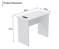 Mahmayi Newly Designed Study Table for Home, Office, Living Room, Dining Room, Study Room with BS01 Desktop Socket (90 cm, White)