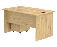 Mahmayi MP1 160x80 Writing Table with Drawers - Oak with Black BS01 Desktop Socket with USB AC Port for Office, Home, and Meeting Room 17 cm