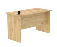 Mahmayi MP1 120x60 Writing Table without Drawer - Oak with 51-1H Round Desktop Power Module with USB Slot for Office Desk - Black