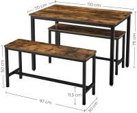Mahmayi KDT070B01 39-Inch Student Writing Desk & Double Chair - Rustic Brown