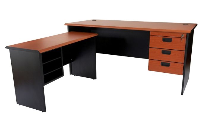 Silini Plain L Office Desk with Fixed Drawers Configurable