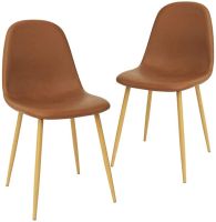 Mahmayi HYDC001 Washable PU Cushion Seat Back Brown Dining Chair - Pack of 4