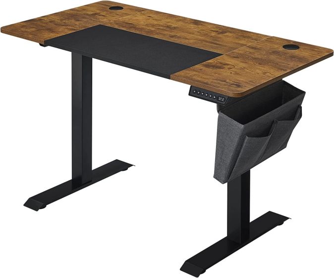 Mahmayi Songmics Height-adjustable desk, electric, infinitely adjustable, 4 heights, fabric bag, 120 x 60 x (72-120) cm, made of steel, vintage brown/black LSD015X01