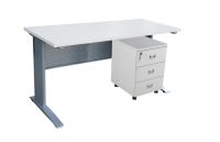 Stazion 1410 Modern Office Desk White with Drawers