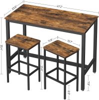 Mahmayi LBT15X Bar Table with 2 Bar Stools - Rustic Brown
