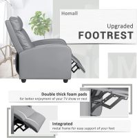 Ultimate Modern Single Recliner Sofa Padded Seat Grey with Leatherite PU
