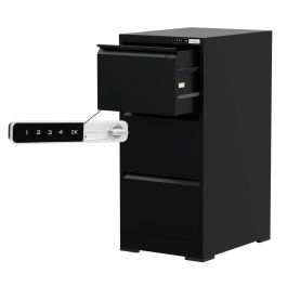 Godrej 3 Drawer Digital Filing Cabinet Black Steel with Touch Screen Lock