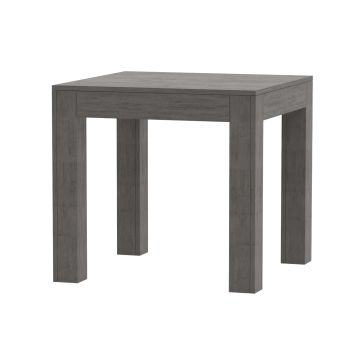 Grey brown square wooden dining table with thick legs