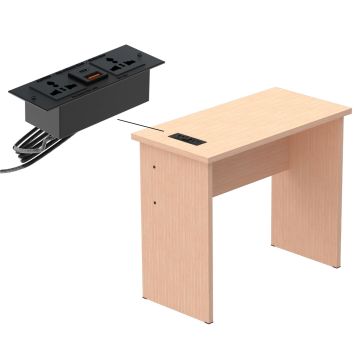 Oak study desk with built in recessed power module